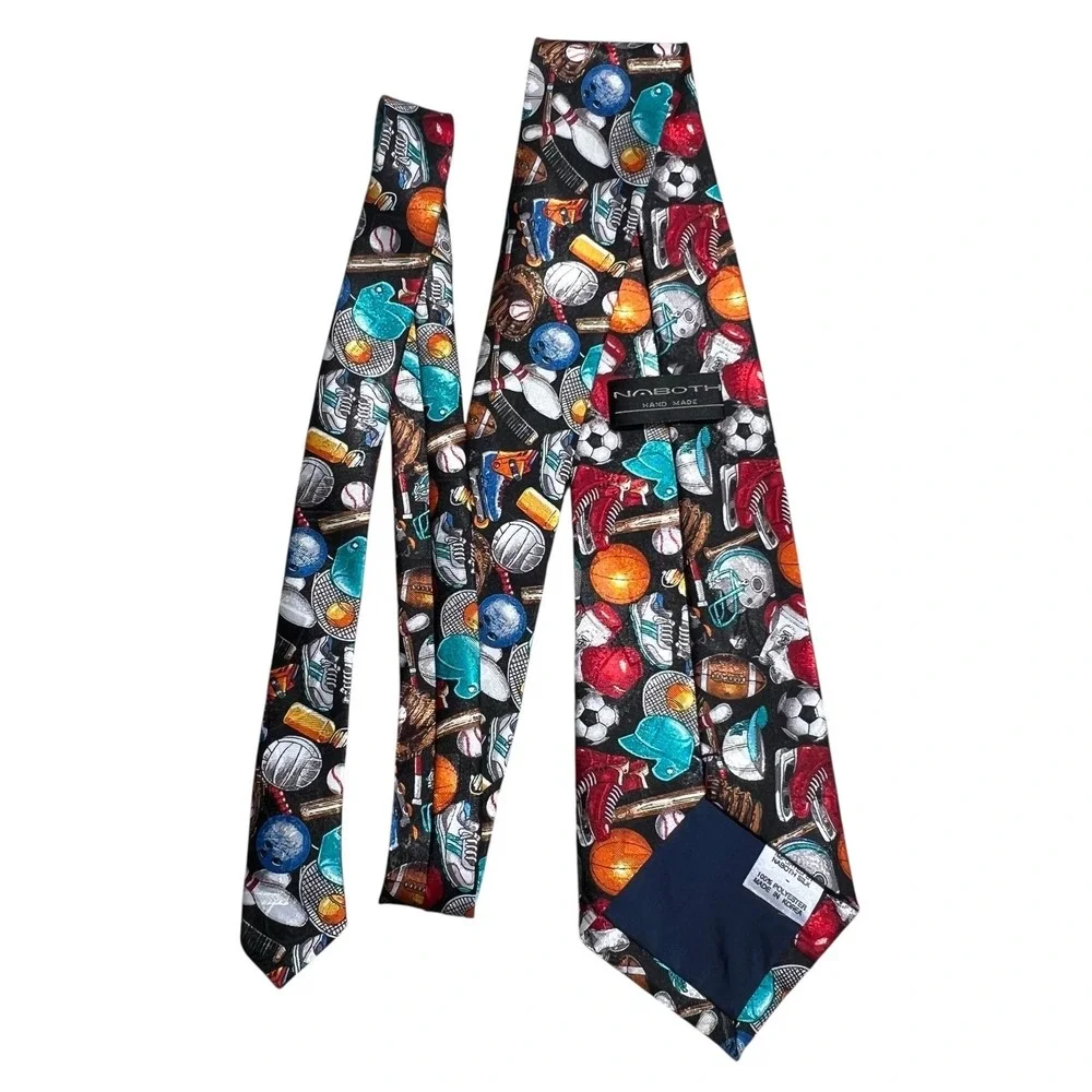Naboth Mens Multicolor Baseball/Football Tennis/Hockey/Bowling Sport Novelty Tie